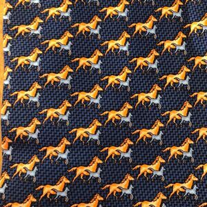 Colours by Alexander Julian Mens Tie Blue Orange Silk Horses Equestrian Racing
